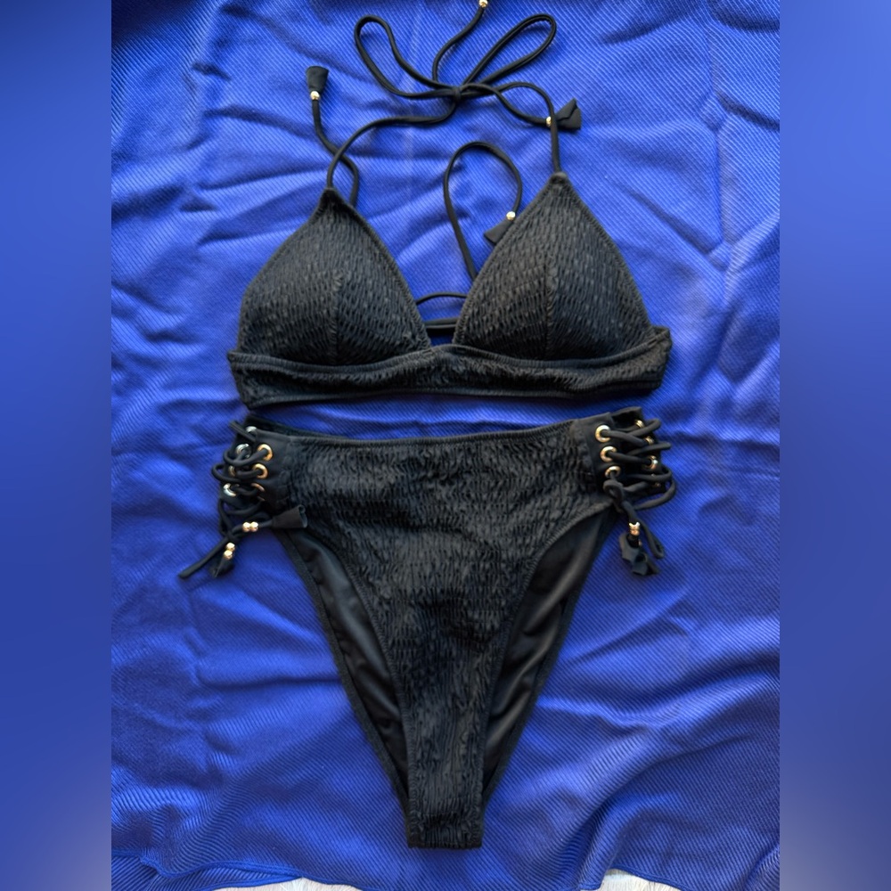 Victoria's Secret Black Lace-Up Bikini